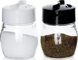 Excellent Houseware Stiklinė druskinė ir pipirinė 2 vnt. - 75 ml, su reguliuojamais angomis