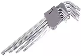 Raktų šešiakampių žvaigždučių lenktų rinkinys 9vnt T10-T50mm 230mm