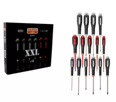 rinkinyje 15 vnt. ERGO atsuktuvai tiesiems, Phillips, Pozidriv ir TORX varžtai, BAHCO [BE-9877]