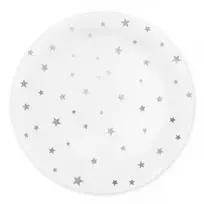 Popierinės lėkštės su žvaigždutėmis, baltos sp., 23cm, 6vnt.