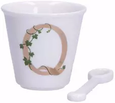 LA PORCELLANA BIANCA UNICO Puodelis su šaukštu 75 ml, Q raštas