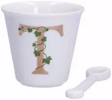LA PORCELLANA BIANCA UNICO Puodelis su šaukštu 75 ml, T raštas