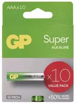 GP Super vienkartinės šarminės AAA baterijos, 10 vnt. pakuotė