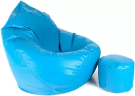 Sėdmaišis su pufu Mega Comfort XXL, dirbtinė oda, žydras