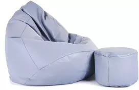 Sėdmaišis su pufu Mega Comfort XXL, dirbtinė oda, šviesiai pilkas