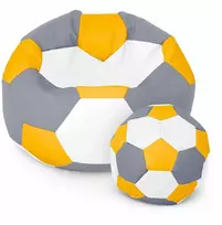 Sėdmaišis su pufu Ball XXXL (80 cm), Geltona/Pilkas/Baltas