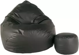 Sėdmaišis su pufu Mega Comfort XXL, dirbtinė oda, juodas