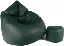 Sėdmaišis su pufu Mega Comfort XXL, dirbtinė oda, tamsiai žalias