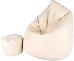 Sėdmaišis su pufu Mega Comfort XXL, dirbtinė oda, kreminis