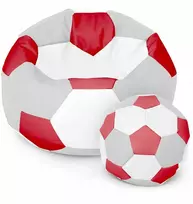 Sėdmaišis su pufu Ball XXXXL (100 cm), Pilkas/Raudona/Baltas