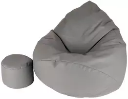 Sėdmaišis su pufu Mega Comfort XXL, dirbtinė oda, pilkas