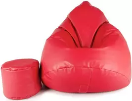 Sėdmaišis su pufu vaikams Mega Chill L, dirbtinė oda, raudonas