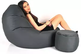 Sėdmaišis su pufu Mega Comfort XXL, kodura, grafito spalvos