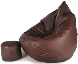 Sėdmaišis su pufu Mega Comfort XXL, dirbtinė oda, rudas