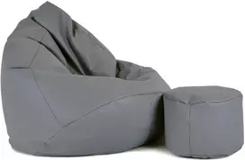Sėdmaišis su pufu Mega Comfort XXL, dirbtinė oda, tamsiai pilkas