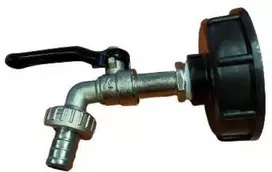 Metalinis IBC ventilis 60 mm su pajungimu laistymo žarnai ½" (juoda rankena)