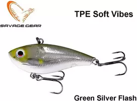 Guminukas Savage Gear TPE Soft Vibes Žalias Sidabrinis Flash