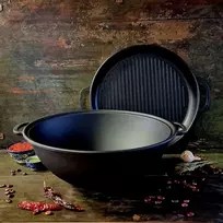 Maysternya Kazanas WOK 12l su ketaus grill dangčiu keptuvė