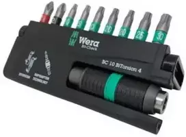 Grąžtas Wera antgalių rinkinys, 10 dalių - TX10, TX15, 3xTX20, TX25, TX30, PH2, PZ2 ir 1 laikiklis - 8757-9/BTZ