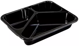 Færch Plastikinis padėklas orkaitei CPET juodas 3 skyrių 1025 ml 2227 420 vnt./indelis - (420 vnt.)