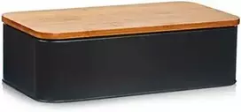Bamboo Metalinė duonkepė su bambukine pjaustymo lentele, juoda, 2in1, ZELLER