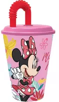 STOR Minnie Mouse puodelis su šiaudeliu, 430 ml