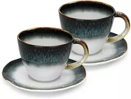 Fissman Puodelių rinkinys GALACTICA 230 ml x 2 vnt. su lėkštėmis (porceliano)