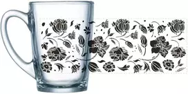 Naujas rytinis puodelis Juodas Flowers 320 ml LUMINARC