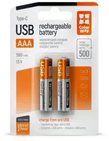 ColorWay rechargeable AAA 590mAh/ USB-C/ 1.5V/ 2pcs in pack