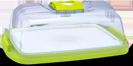 Didelis VacSy® Sūrio/Pyrago Padėklas Su Dangčiu, (30cm x 22cm x 15cm)
