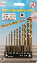 Grąžtas Bgs Technic Grąžtų rinkinys su Hex 6.3 mm (1/4") galu | titano nitridas | 1.5 - 6 mm | 10 vnt. (50801)