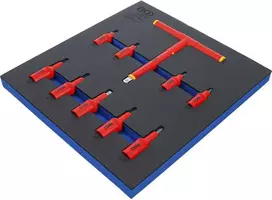 Bgs Technic Įrankių dėklas 2/3: VDE įpresuotų antgalių rinkinys | 10 mm (3/8") / 12,5 mm (1/2") Hex šešiakampis 4 - 10 mm | 10 vnt (70216)