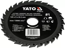 Toya Sa Poland Diskas/freza medžiui 125mm, No1 (YT-59172)