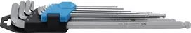 Bgs Technic L tipo raktų rinkinys | Coliniai dydžiai | hex šešiakampis / hex šešiakampis su šarnyru 1/16"- 3/8" | 9 vnt. (799)