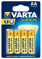 Varta SUPERLIFE, Vienkartinės baterijos, AA, Cinko-anglies, 1,5 V, 4 vnt., Pilka, Geltona