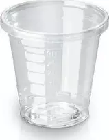Plastikinis vienkartinis puodelis, Ø45 × H45 mm, 30 ml, biologiškai suyrantis, PLA, skaidrus, 30 pakuočių po 100 vnt. / dėžėje