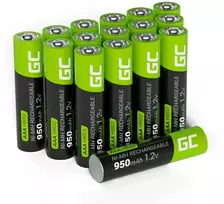 Green Cell 16 kartų įkraunamos baterijos AAA R3 950 mAh Ni-MH žalios spalvos elementų įkraunamos baterijos