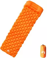 Pripučiamas stovyklavimo čiužinys su pagalve, oranžinis