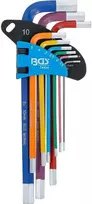 Bgs Technic L tipo veržliarakčių rinkinys | daugiaspalviai | ilgi | vidinis šešiakampis 1,5 - 10 mm | 9 vnt. (74455B)