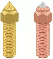 3D spausdintuvo purkštukų komplektas 1vnt žalvarinis, 1vnt varinis / grūdinto plieno 0.4mm skirti K1 / K1Max / CR-M4 / ENDER-3V3KE CREALITY