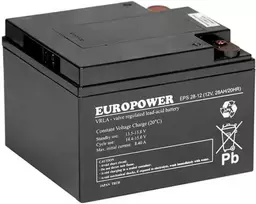 EUROPOWER AGM baterija EPS serija 12V 28Ah (tarnavimo laikas 8-12 metų)