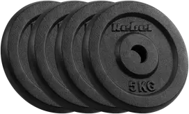 Ketaus svarelių rinkinys 4x5kg, skylė 31mm, klasikinė plokštelė, REBEL ACTIVE