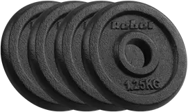 Ketaus svarelių rinkinys 4x1.25kg, skylė 31mm, klasikinė plokštė, REBEL ACTIVE