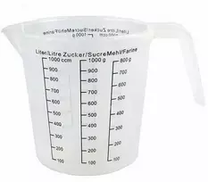 Oem Plastikinis puodelis su matavimo puodeliu 1000ml - virtuvinis matavimo puodelis 1l - ąsotis su rankena