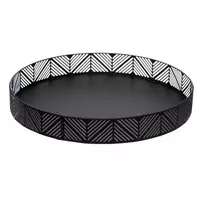 Style Dekoratyvinis padėklas, Boho stiliaus virtuvei, juodas, skersmuo 30 cm - Secret de Gourmet