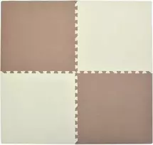Humbi putplasčio kilimėlis 120x120, didelė putplasčio dėlionė, atspari vandeniui, saugi, 4 vnt., kreminės spalvos, tamsiai smėlio spalvos