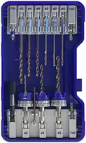 Grąžtas Tivoly 2-in-1 HSS wood/metal drill and countersink bit kits + 6 HSS drill bits + 3 stainless steel bits + accessories