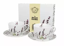 DUO Porcelianiniai puodeliai su lėkštutėmis 250ml 2vnt,Lavender
