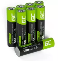 8x įkraunamos baterijos AAA R3 950 mAh Ni-MH žalios spalvos įkraunamos baterijos