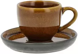 Puodeliai Espresso kavai su lėkštute BITZ Amber/Juodas 0.07 l